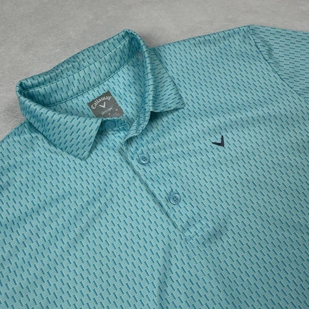 Callaway Polo Shirt Mens M Green Tee Graphic Opti-Dri Golf Collared Logo